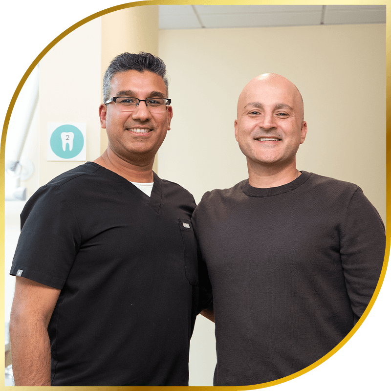 Patient and doctor smiling together